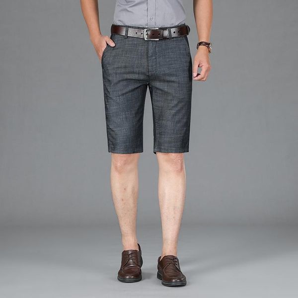 

men's jeans summer lyocell fabric short business classic elastic denim shorts male brand clothes large size 40 42, Blue