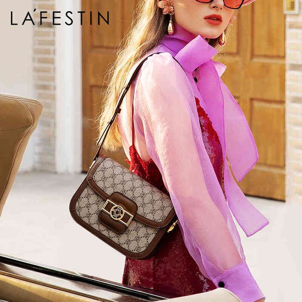 

la festin the same star 2021 new fashion one-shoulder messenger old flower armpit bag light luxury female retro plaid saddle bag