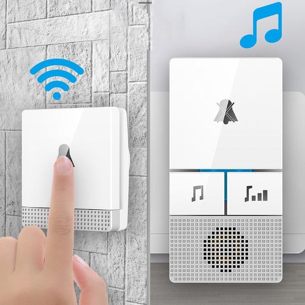

doorbells self-powered doorbell home security outdoor waterproof wireless no battery eu/us/uk plug mute door bell 1 2 button receiver
