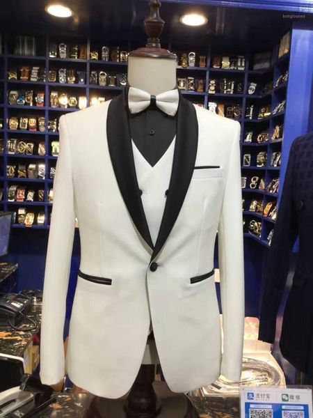 

men's suits & blazers latest coat pant designs ivory wedding slim fit prom tuxedo 3 piece custom groom blazer (jacket+pants+vestvest, White;black