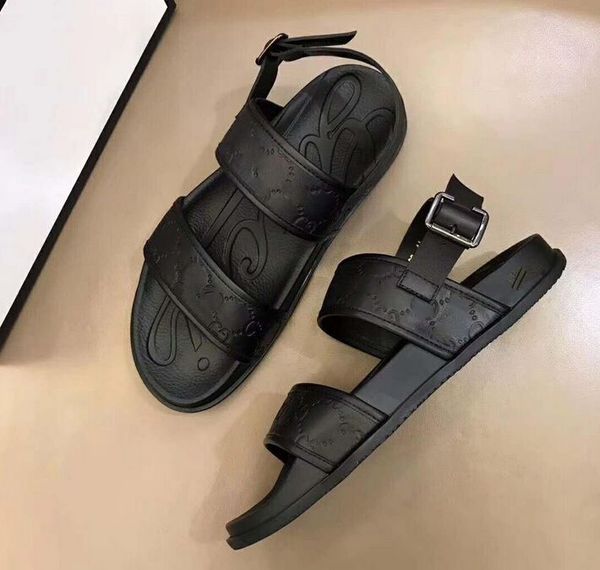 

2021 summer shoes breathable casual flat leather soft men's sandals outdoor fashion 38-44, Black