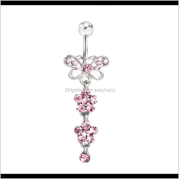 

& bell drop delivery 2021 d0030 ( 1 ) pink color bowknot style belly button ring navel rings body piercing jewelry dangle accessories fashio, Silver