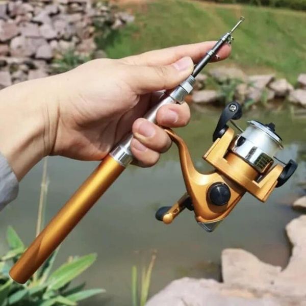 

travel mini portable fishing rod and reel set sea pole kit drop boat rods