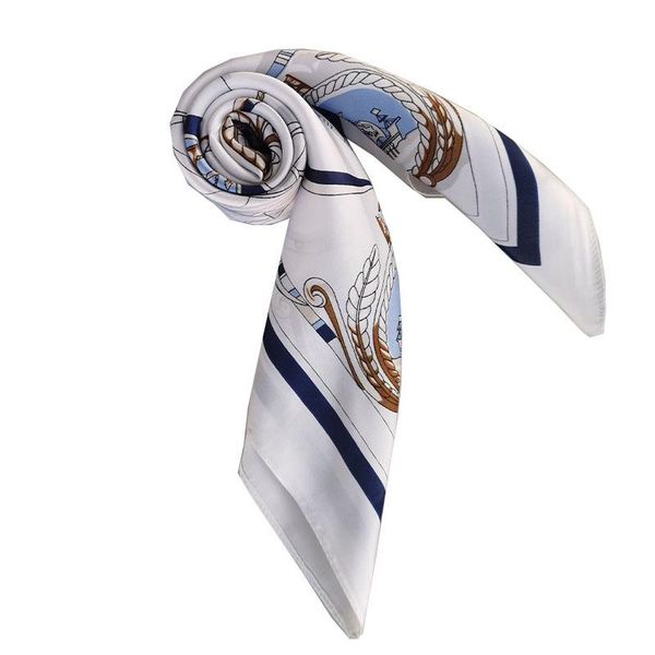

scarves spring satin printed sailing silk women business dneck decorate headscarves present, Blue;gray
