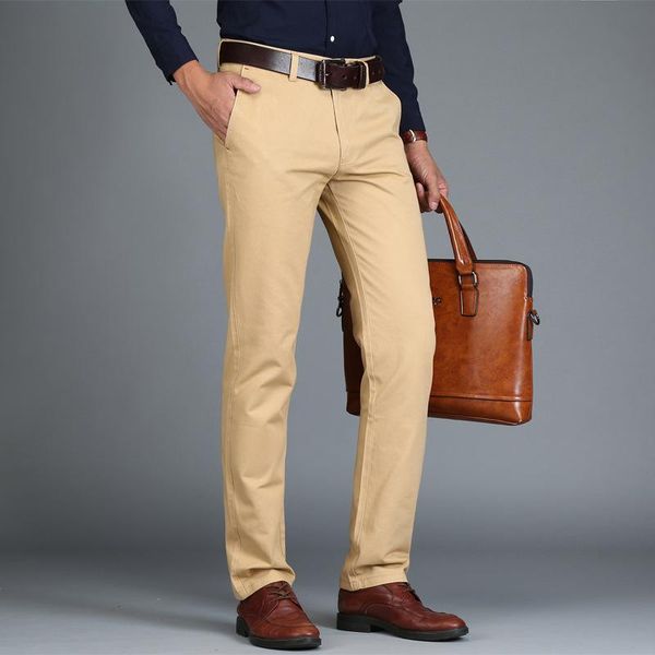 

men's pants 2021 summer men business casual cotton khaki man spring autumn black blue work pant army green straight long trousers