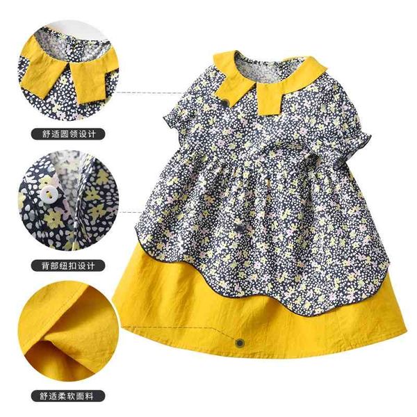 

children's dress girl new summer floral pieces baby princess skirt, White