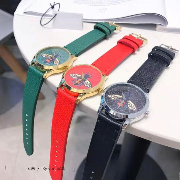 

luxury new fashion leather bee waterproof gift watch brand ladies watch with original box quartz watch wholesale 03, Slivery;brown