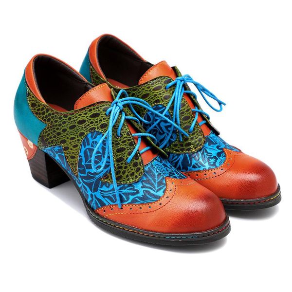 

dress shoes printed stitching ethnic lace up zipper high heels women's, Black