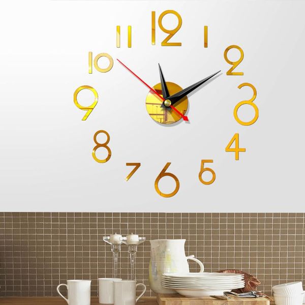 

wall clocks clock sticker 3d diy hanging decal self adhesive decoration wallclock sticker, red