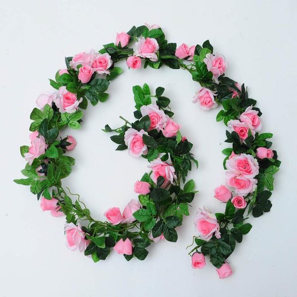 

heads artificial rose vine garland wedding party folar decor silk cloth fake wreath, white decorative flowers & wreaths