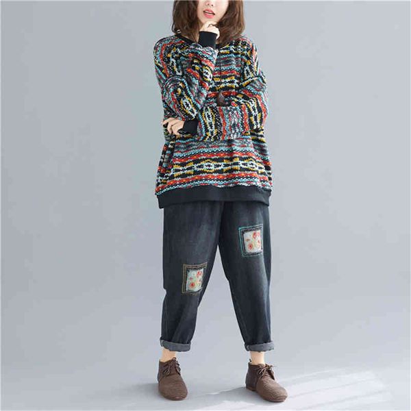 

loose casual long sved women's vintage round neck sweater, 100kg, wool, office, winter and autumn, White;black