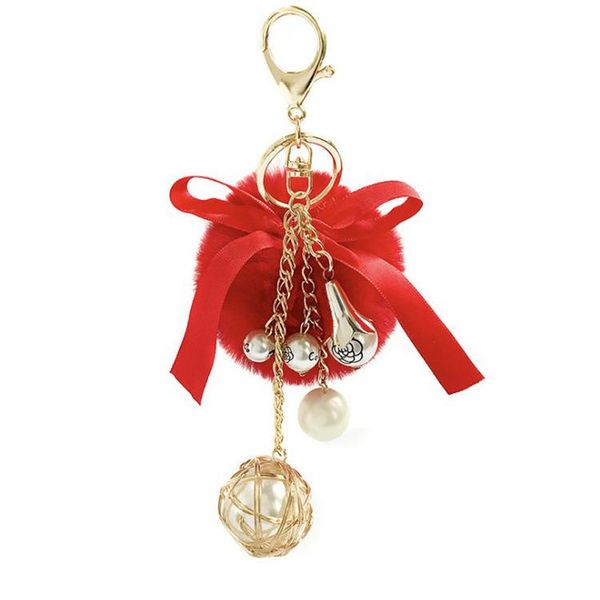 

keychains creative rex hair ornament keyring women key chain personality pearl keychain women's fashion bag pendant contracted, Silver