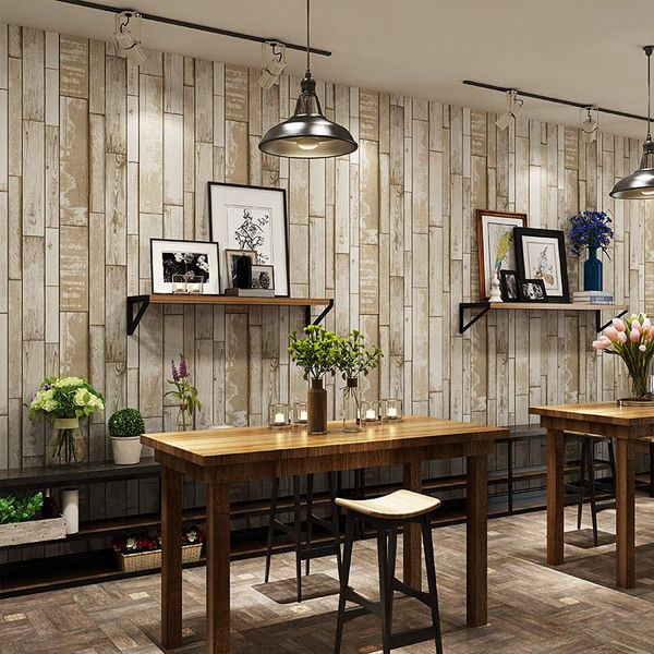 

wallpapers wellyupvc 3d mural rolls industrial wood texture wall paper roll coffee shop & bar restaurant home decor