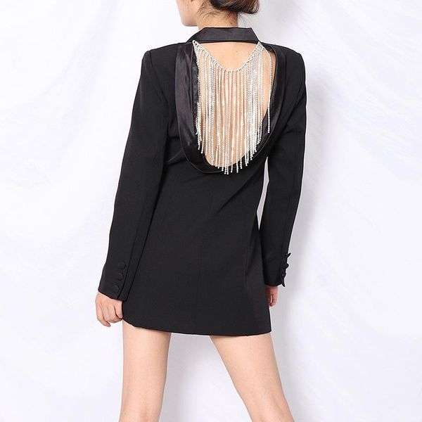 

suit with tassel dress casual dresses, Black;gray