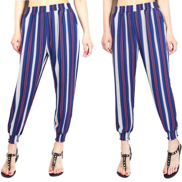 

women's pants & capris fashion print casual trouser summer personality harlan style temperament wide leg women loose, Black;white