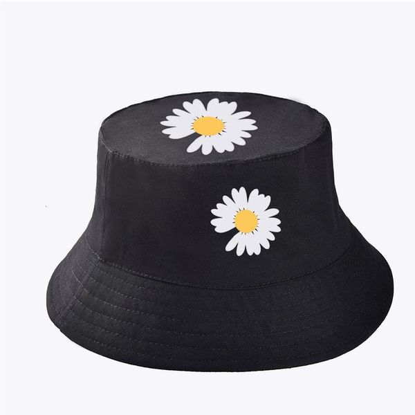 

bucket hat basin daisy print double sided fisherman's casual sun for men and women in summer, Blue;gray