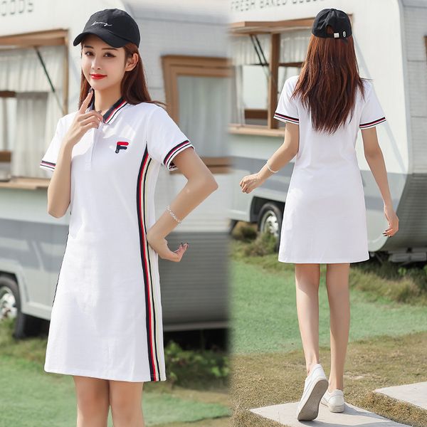 

factorycbub new pearl cotton lapel casual simple waist 2021 slim fashion polo collar short sleeve dress f378#, White;black