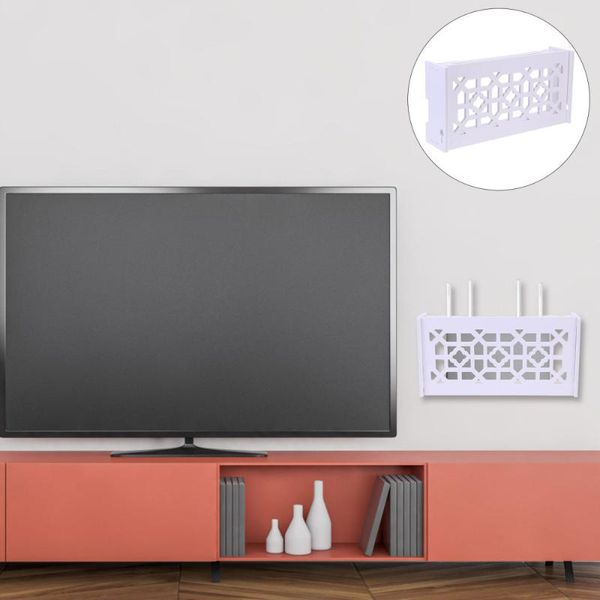 

car organizer 1pc creative router storage box wall-mounted set holder rack (white)