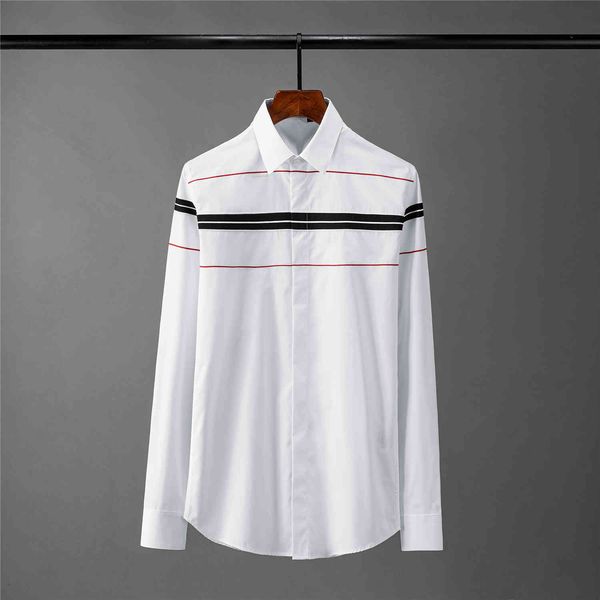 

tee shirt shirt stripe embroidery luxury long sleeve casual mens plus size 4xl fashion slim fit party man shirts, White;black