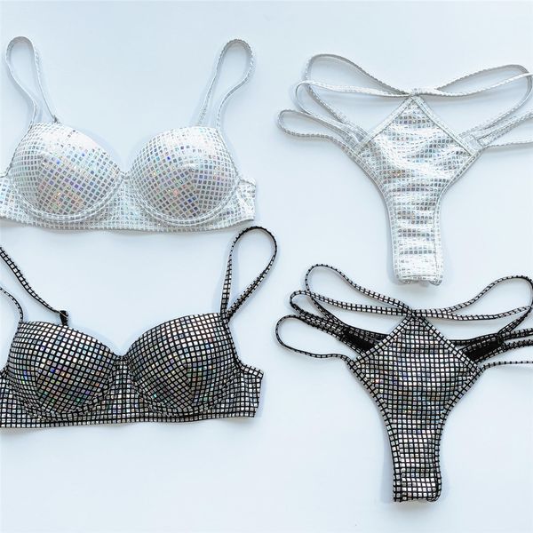 

2021 shiny sequins bikini women swimwear female swimsuit two-pieces bikini set push up bather bathing suit swim lady k1949