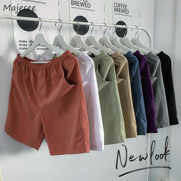 

men board shorts solid elastic waist summer thin beach chic simple baggy all-match mens harajuku short streetwear kpop fashion men's, White;black