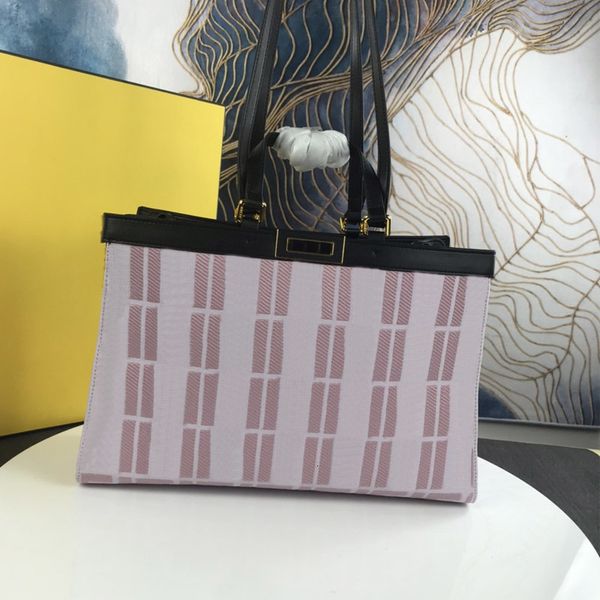 

lock handbag large shopping bag high-capacity shoulder women fashion canvas classic ff letter tote twist embroidery double bags handle nimx