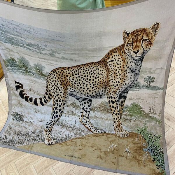 

scarves 70% cashmere 30% silk scarf women fashion leopard shawl stole double-sided same color winter warm kerchief bandana 135*135cm, Blue;gray