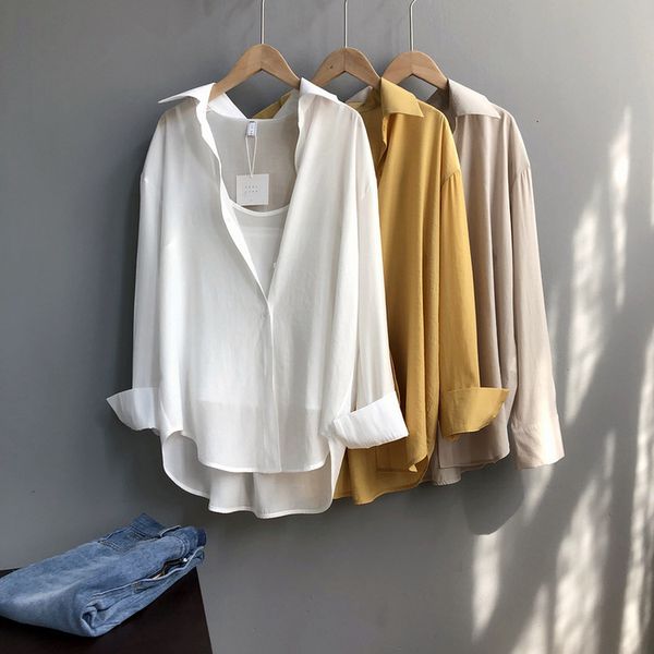 

women's blouses & shirts shirt design sense niche retro hong kong flavor loose korean shirt spring women's klgr, White