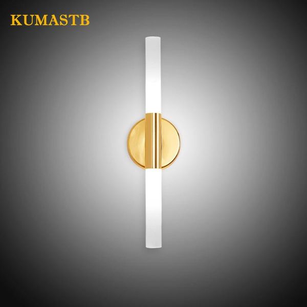 

wall lamps modern luxury bedroom bedside lamp led gold bathroom mirror light living room corridor aisle metal body glass tube sconce
