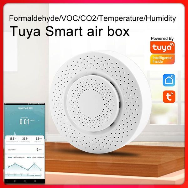 

smart home control tuya intelligent air box works with zigbee gateway usb power remote carbon dioxide temperature and humidity monitor