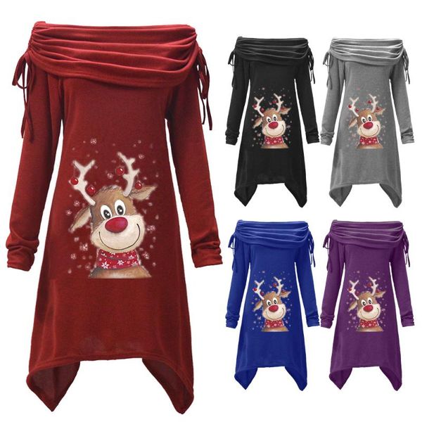 

winter female sweatshirt christmas elk print harajuku black colthes oversized crop women women's hoodies & sweatshirts