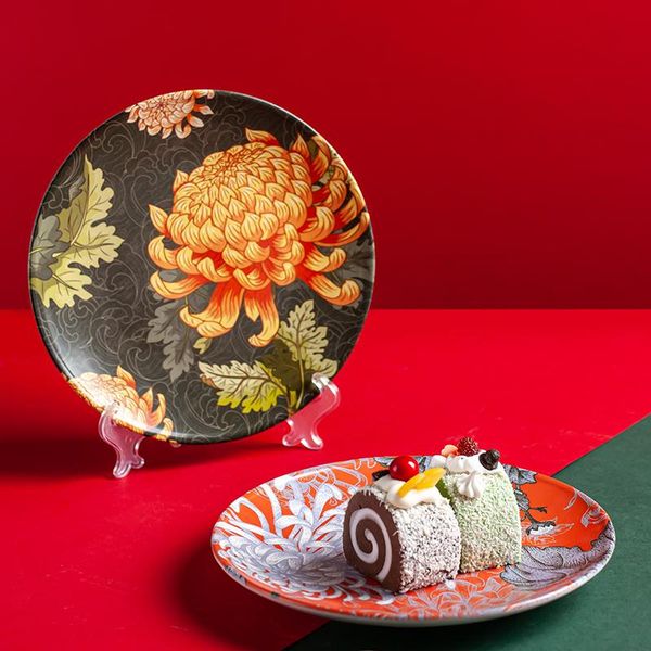 

dishes & plates chinese style flower series ceramic plate creative disc breakfast inventory heart dish fruit salad