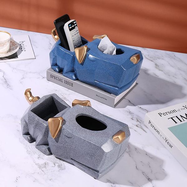 

nordic geometry tissue box cover resin shar pei decor napkin holder coffee table ornaments living room pumping paper storage boxes & napkins