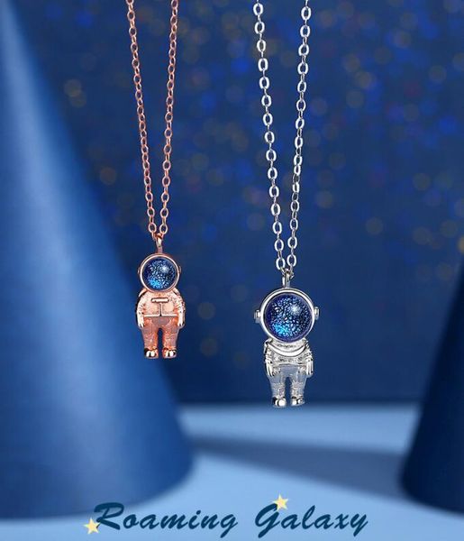 

original design astronaut couple necklace s925 silver men and women a pair of jewelry clavicle chain light luxury niche gift