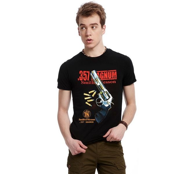 

print gun fashion men's 3d streetwear t-shirt handgun black short sleeve clothes t shirt o neck loose fit, White;black