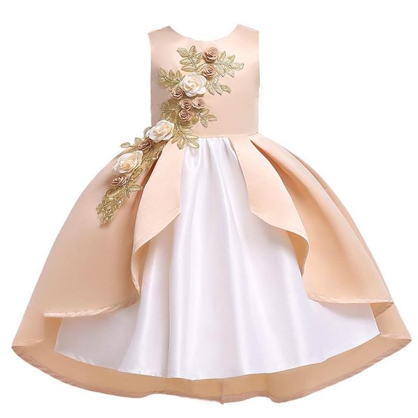 

girl's dresses 3 4 5 6 7 8 9 years girls dress summer flower embroidered fashion christmas wedding party birthday gift children clothin, Red;yellow