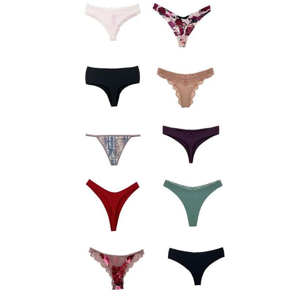 

women's panties 6/10/20pcs women thongs set underwear pack panty intimate strings funny in bulk briefs female g-strings, Black;pink