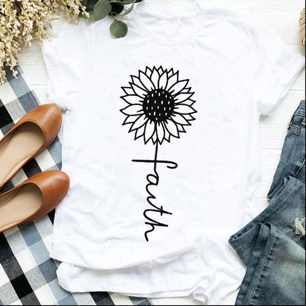 

letter flower 90s mujer womens t shirts camisetas clothing print clothes tee graphic, White