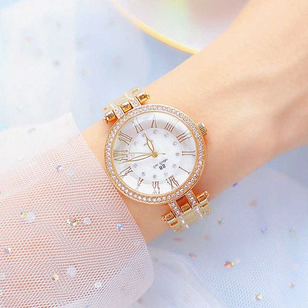 Kristall Frauen Uhren Luxus Marke Mode Diamant Weibliche Gold Uhren Edelstahl Armbanduhren Montre Femme 210527