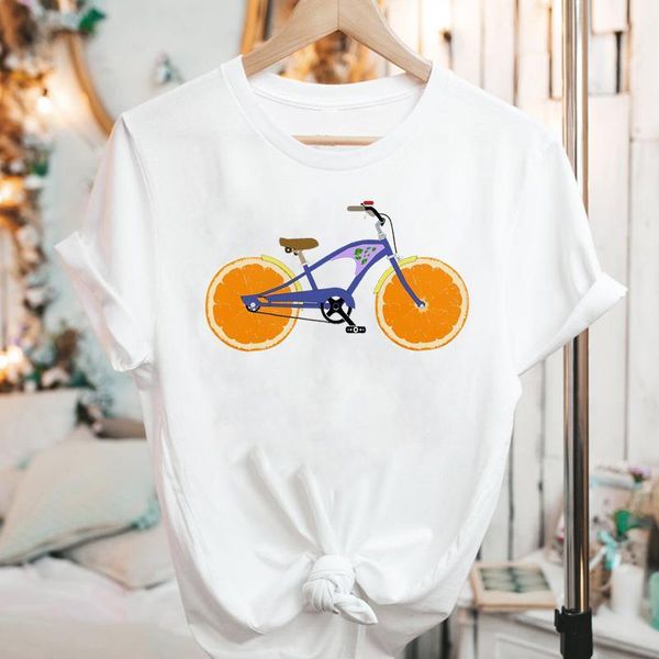 

women's t-shirt women graphic short sleeve cartoon bike funny travel cute trend summer 90s print female clothes tees tshirt, White
