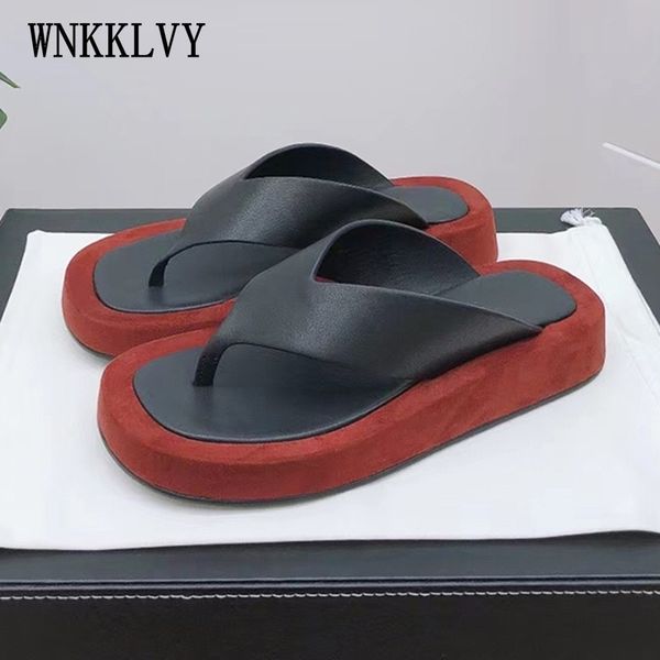 

mules thick bottom flat slippers women flipflops 2021 summer new arrivals clip toe causual leisure sandals beach vacation slides, Black