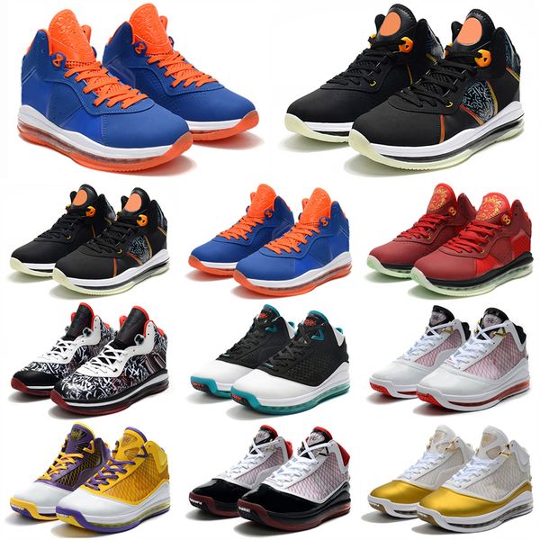 

2022 lebrons viii 8 7 graffiti outdoor shoes glow in the dark 8s 7s university red black rainbow south beach bhm sports sneaker trainers siz
