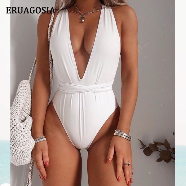 

one-piece suits one piece swimsuit women push up swimwear solid monokini 2021 girls lace bodysuits v neck beach wear bathing suit