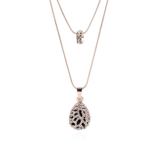 

pendant necklaces peach heart hollow out design creative accessories wholesale simple trend jewelry sweater chains for women, Silver