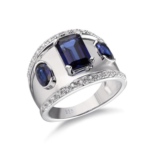

cluster rings gz zongfa sell women's blue gemstone 925 sterling silver unique style wedding, Golden;silver