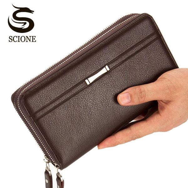 

wallets fashion men long wallet vintage style men's pu leather bag male purse handbag black/brown color purses clutches, Red;black