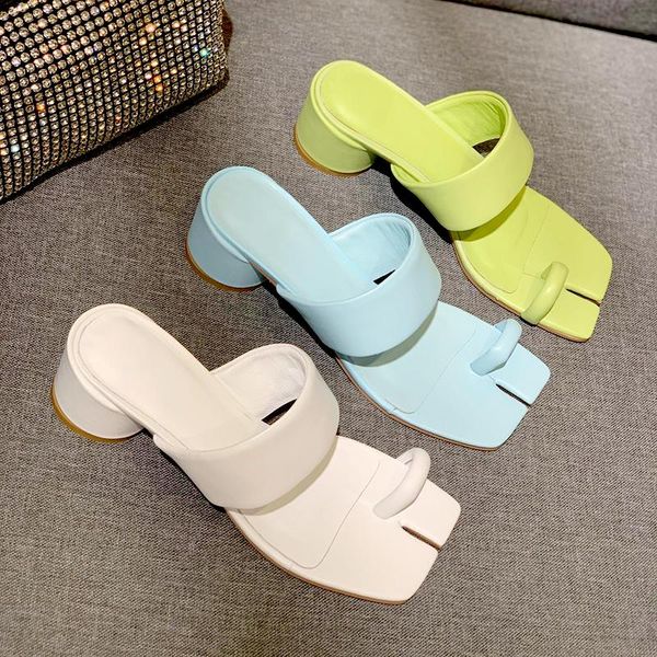 

slippers tabi women sandals leather thong sandal female chic med heels runway star shoe lady sandalias mujer summer girl woman, Black