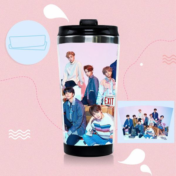 

water bottle stray kids kpop cup outdoor portable stainless steel curved bang chan min-ho chang-bin hyun-jin