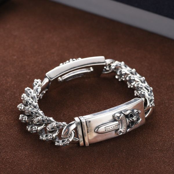 

classic crosin ch crow heart 925 domineering two handed card cross sword holy chain men's personality crow bracelet trend
