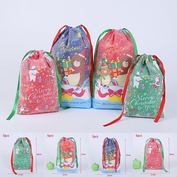 

storage bags 5pcs christmas gift bag pvc reusable drawstring wrap present party suitable for packaging